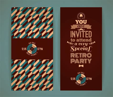 Invitation to retro party. Vintage retro geometric background. 295994 ...