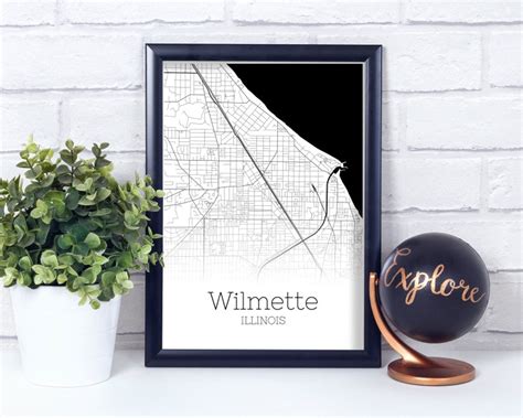 Wilmette City Map INSTANT DOWNLOAD Wilmette City Illinois | Etsy