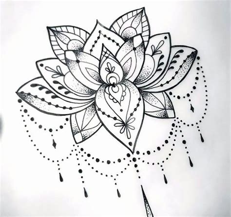 Dessin Fleur De Lotus Tattoo Nouveau Cool Dotwork Lotus Tattoo Design ...