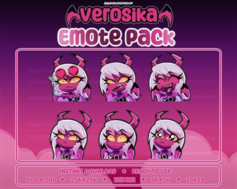 Helluva Boss Verosika Premade Emote Pack 6 Twitch Emotes Discord Emotes ...