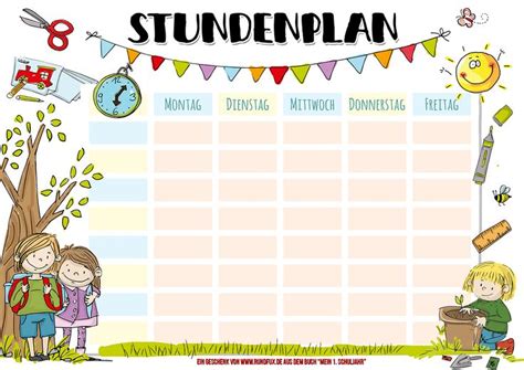 Dein kostenloser Stundenplan zum Buch "Mein erstes Schuljahr" | Rundfux Shop | Stundenplan ...