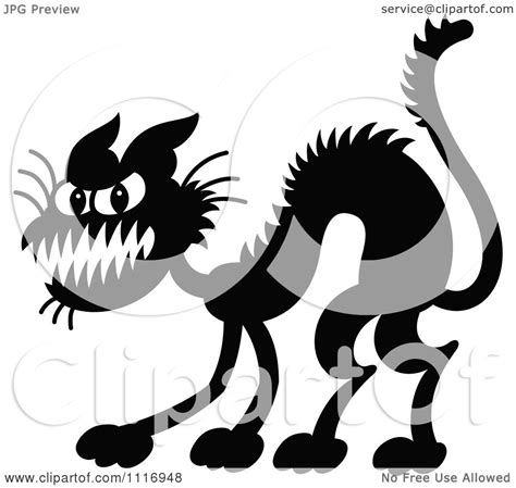 Cartoon Of A Black Scaredy Halloween Cat - Royalty Free Vector Clipart by Zooco #1116948