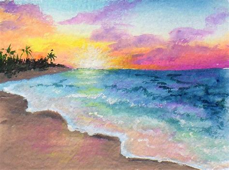 Beach Sunset Watercolor at PaintingValley.com | Explore collection of ...