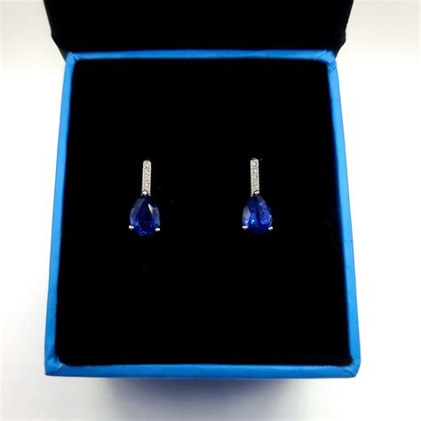 Genuine Blue Tanzanite Earrings With CZ Accents in Sterling Silver ...