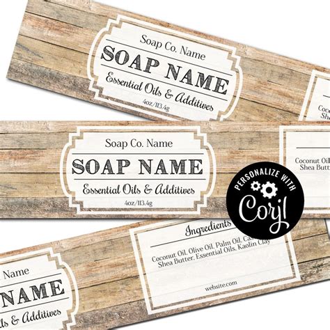 Soap Label Template Wood Planks. Horizontal Cigar Band Soap | Etsy