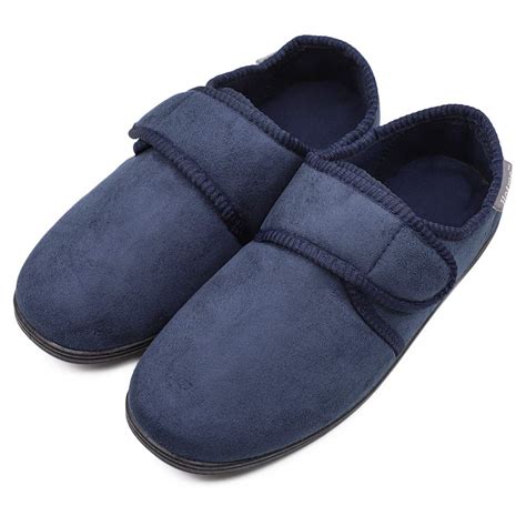 Buy Mens Comfy Memory Foam ic Slippers Extra Wide Width Adjustable ...