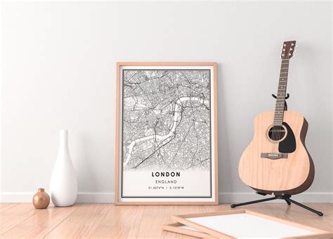 London Map Print Poster Canvas England Map Print Poster - Etsy