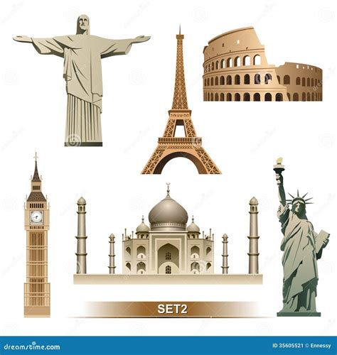 World Landmark Icon Set / Vector Stock Image - Image: 35605521