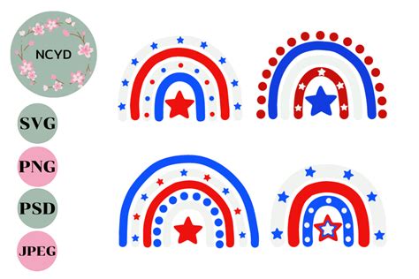 Red White Blue Rainbow Svg 4th of July Graphic by NCYD Shop · Creative Fabrica