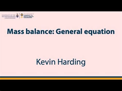 Mass Balance: General equation [Lecture] - YouTube