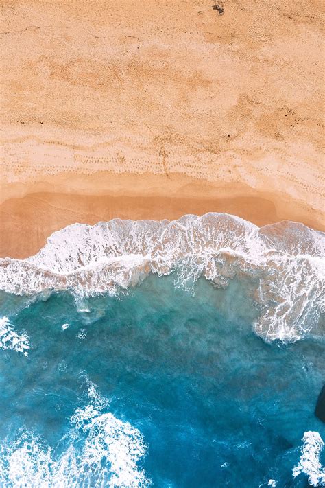 Free download | HD wallpaper: sea waves on brown sand, drone view, aerial view, beach, coast ...