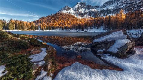 1920x1080 Resolution Winter Lake Snowy Mountain Landscape 1080P Laptop ...