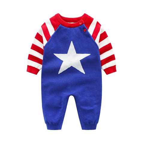 Baby Boys Star Knit Romper, Newborn Baby Winter Clothes, One Pieces ...