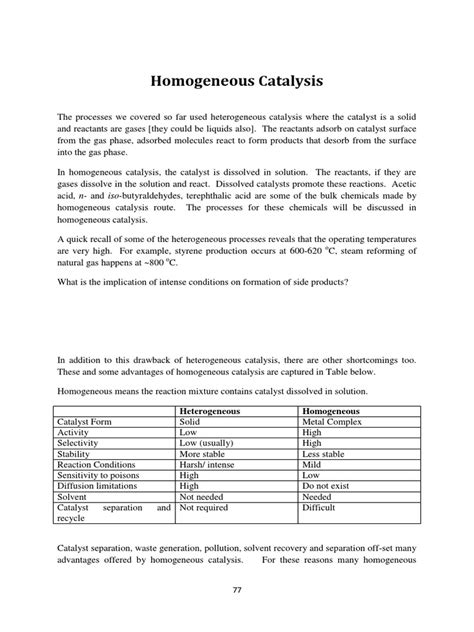 Homogeneous Catalysis | PDF | Catalysis | Heterogeneous Catalysis