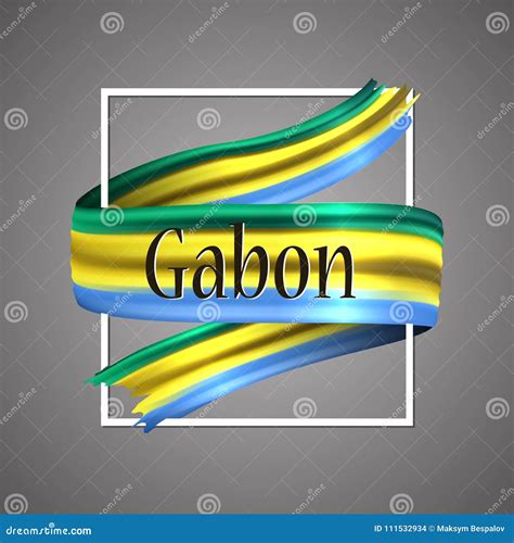 Gabon Flag. Official National Colors. Gaboni 3d Realistic Ribbon. Waving Vector Patriotic Glory ...