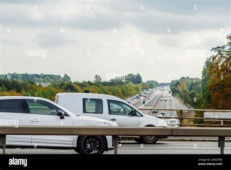 traffic passing on uk motorway junction in england Stock Photo - Alamy