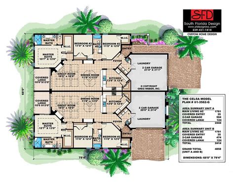 South Florida Designs Duplex 3 Bedroom House Plan-South Florida Design