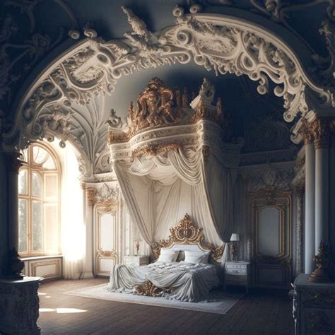 Beautiful Castle Bedroom with White and Gold Decor