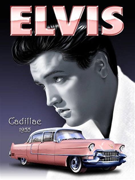 Elvis With a 1955 Pink Cadillac Classic American Car Icon - Etsy