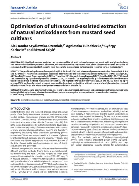 Optimisation of Ultrasound-Assisted Extraction | PDF