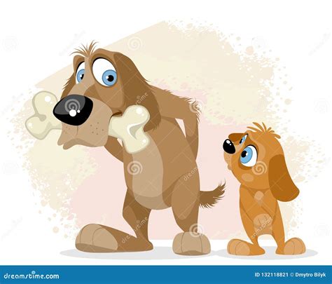 Greedy dog with a bone stock vector. Illustration of teeth - 132118821