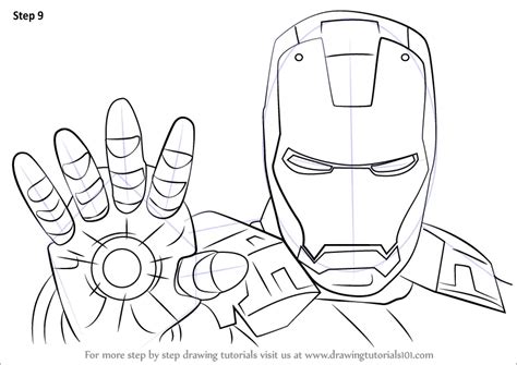 Learn How to Draw Iron Man Face (Iron Man) Step by Step : Drawing Tutorials