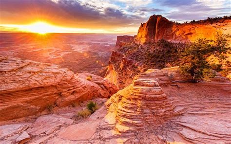 Download wallpapers Canyonlands National Park, 4k, sunset, desert, canyon, Utah, USA, american ...