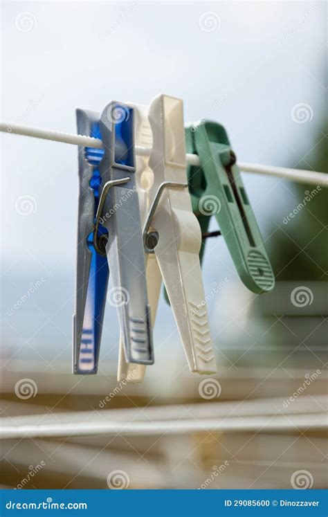 Clothes Pegs on the Clothesline Stock Photo - Image of color, space: 29085600