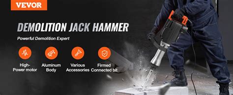 VEVOR Demolition Jack Hammer, 2200W Jack Hammer Concrete Breaker, 1350 ...