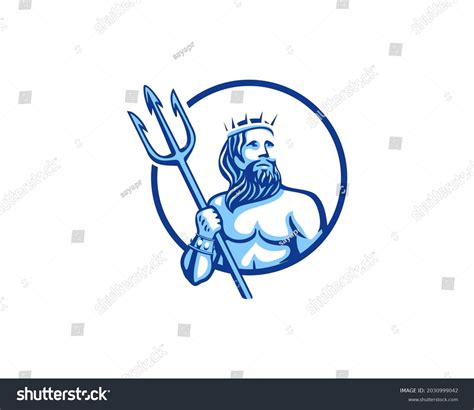 Neptune Holds Trident Inside Circle Logo Stock Vector (Royalty Free ...