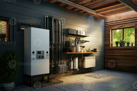 Energy efficient boiler system incorporated in a contemporary interior design 34222153 Stock ...