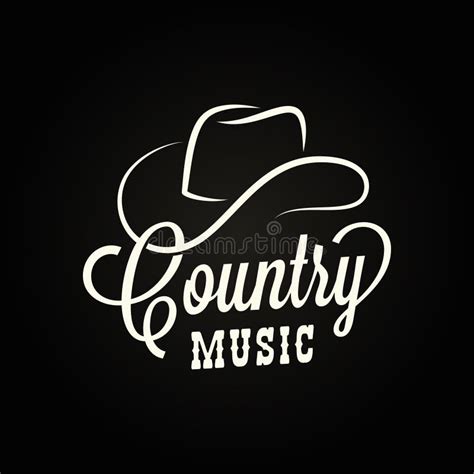 Country Music Sign. Cowboy Hat with Country Music Stock Vector - Illustration of retro, event ...