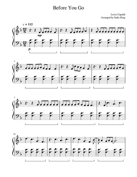 Before You Go - Lewis Capaldi Sheet music for Piano | Download free in PDF or MIDI | Musescore.com