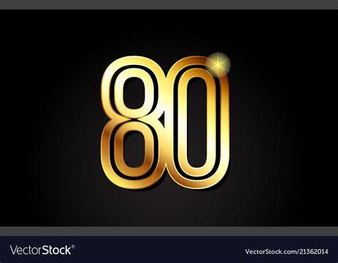 Gold number 80 logo icon design Royalty Free Vector Image