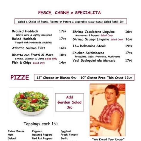 La Cantina Italiana menu in Framingham, Massachusetts, USA