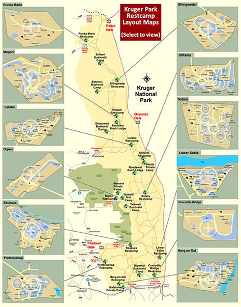 Kruger Park Entrance Gates and Camps Map | Kruger Park Travel Information...