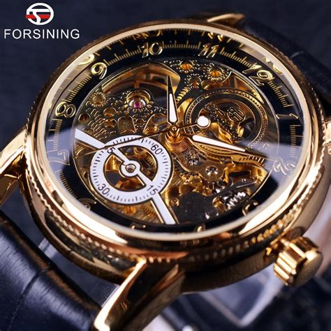 2016-Forsining-Hollow-Engraving-Skeleton-Casual-Designer-Black-Golden-Case-Gear-Bezel-Watches ...