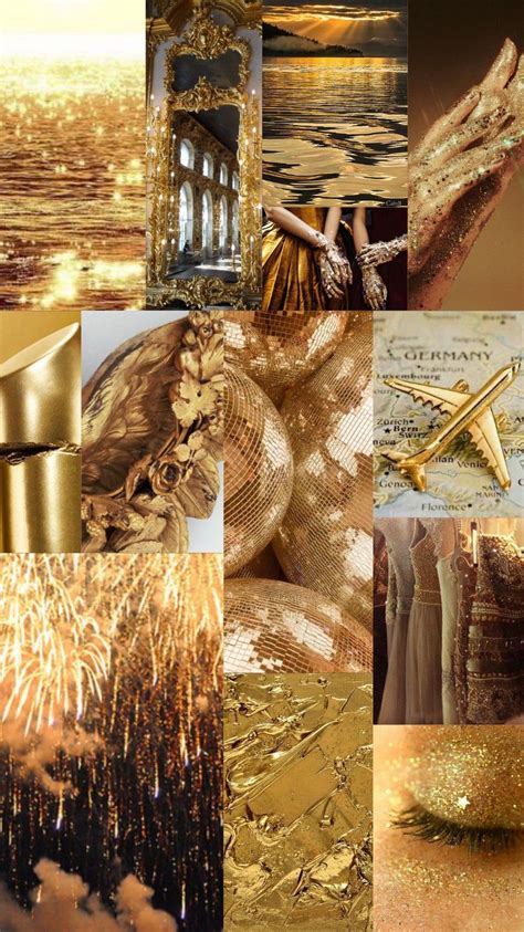 Wallpaper, background, collage, aesthetic, music, color, gold, golden | Papel de parede de ouro ...