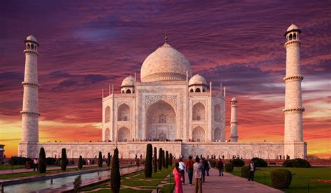 Man Made Taj Mahal Agra India Sunset Sky Uttar Pradesh Wallpaper