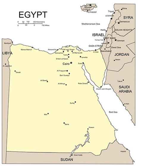 Egypt Map for PowerPoint, Major Cities and Capital - Clip Art Maps