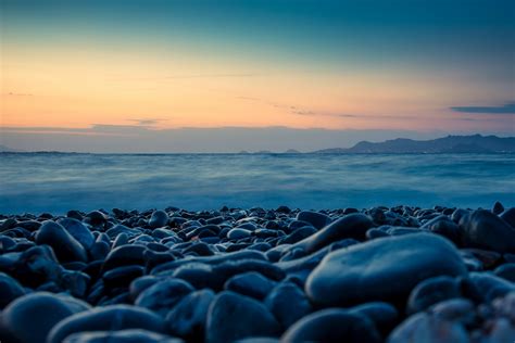 Pebble Beach At Sunset Free Stock Photo - Public Domain Pictures