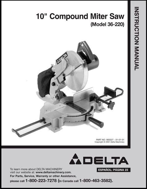 Delta 10" Compound Miter Saw Instruction Manual Model No. 36-220 - Other