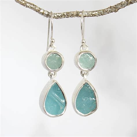 aquamarine natural gemstone ladies earrings by poppy jewellery ...