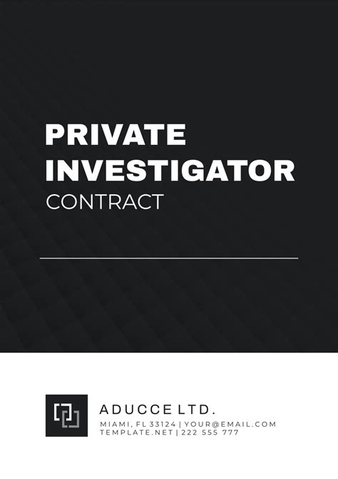 Private Investigator Contract Template - Edit Online & Download Example ...