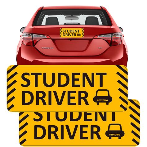 TOTOMO Student Driver Magnet for Car - Large 10"x4" Magnetic Reflective ...