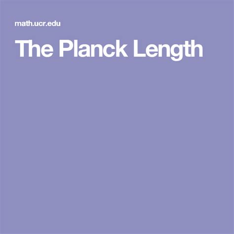 The Planck Length