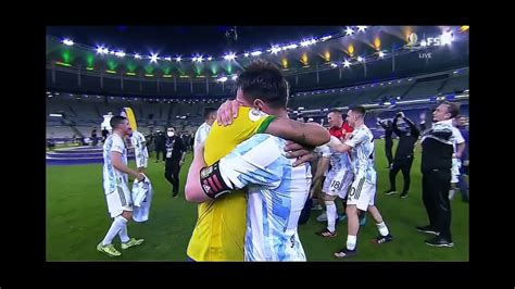 Messi and Neymar Hug aftar copa America Final Ends - YouTube