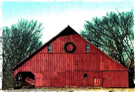 Christmas Wreath On Red Barn Photograph by Chris Berry