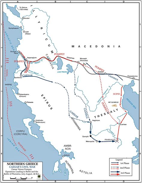 Map of Northern Greece 48 BC - Moves to Pharsalus | Map, Historical ...