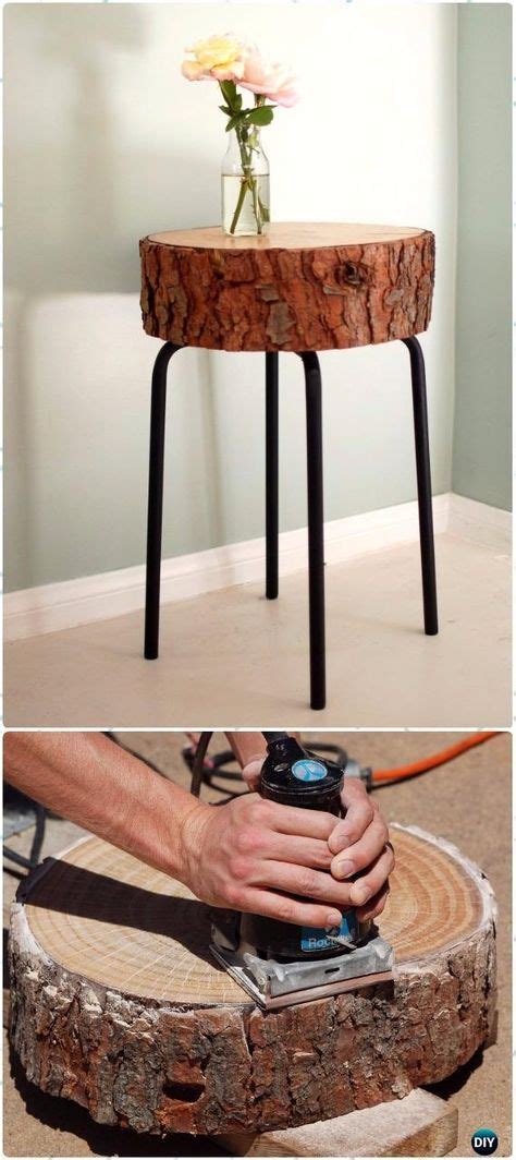 DIY Rustic Log Side Table Instructions - Raw Wood Logs and Stumps DIY ...